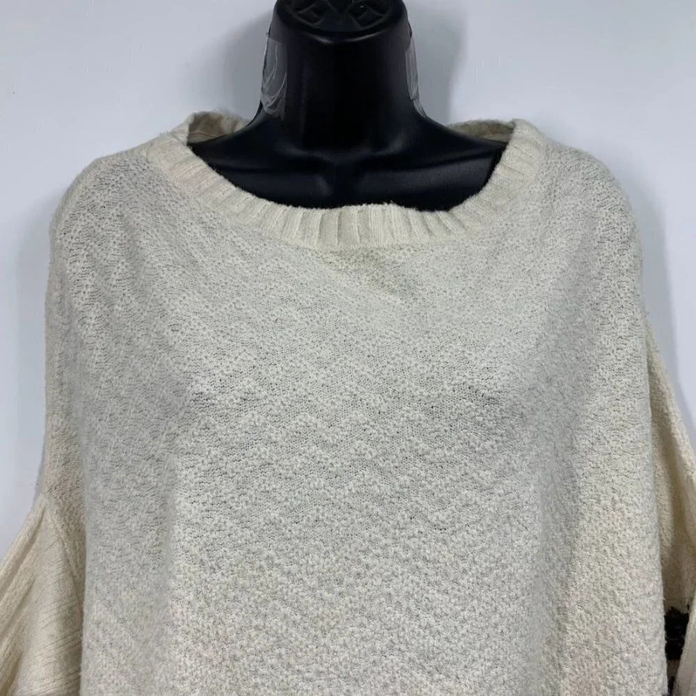 Anthropologie Sleeping On Snow Women's Off White Poncho Asymmetrical Size XS/S‎ - Picture 4 of 12